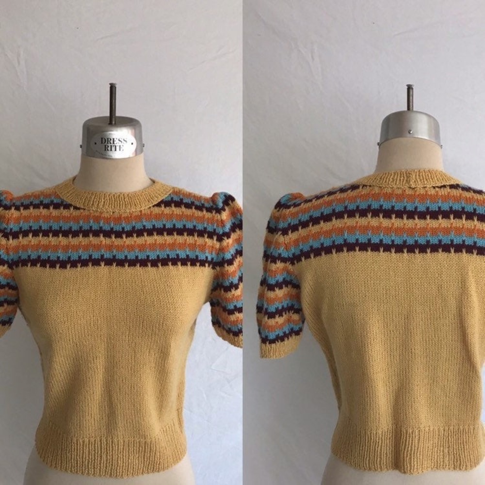 1940s Hand Knit Short sleeve jumper | vintage sweater blouse Offers Accepted!